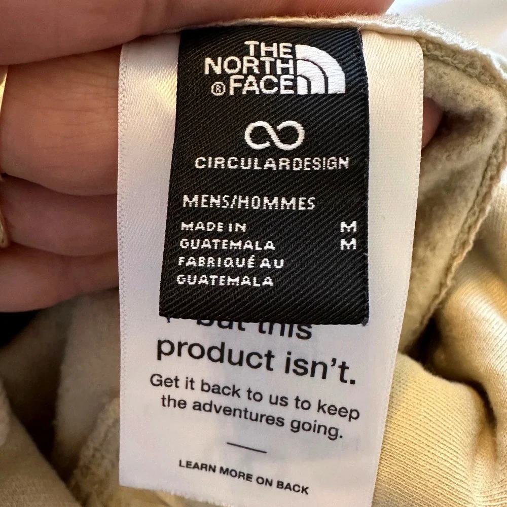 The North Face Mens Circular Design Hoodie Tan Khaki Logo Pullover Size M